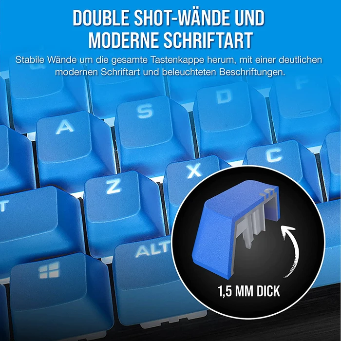 Corsair Pro Keycap Mod Kit, Kunststoff (PBT) Double-Shot, blau, 105 Tasten, ISO-DE