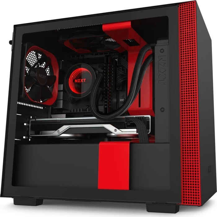 NZXT H210, schwarz/rot, Glasfenster, Mini-ITX