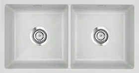 systemceram Mera Twin F/o Einbau Doppelspüle mit Ablauffernbedienung alu