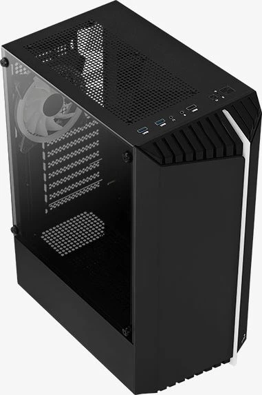 AeroCool Bionic V2, schwarz, Lüfter LED RGB, Glasfenster