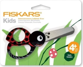 Fiskars Kinderschere Marienkäfer, gerundet, beidhändig, 130mm, schwarz/rot