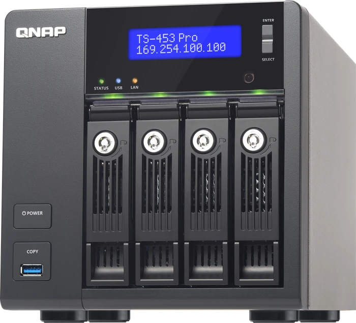QNAP Turbo Station TS-453 Pro, 2GB RAM, 4x RJ-45 1000Base-T, 3x USB-A 3.0