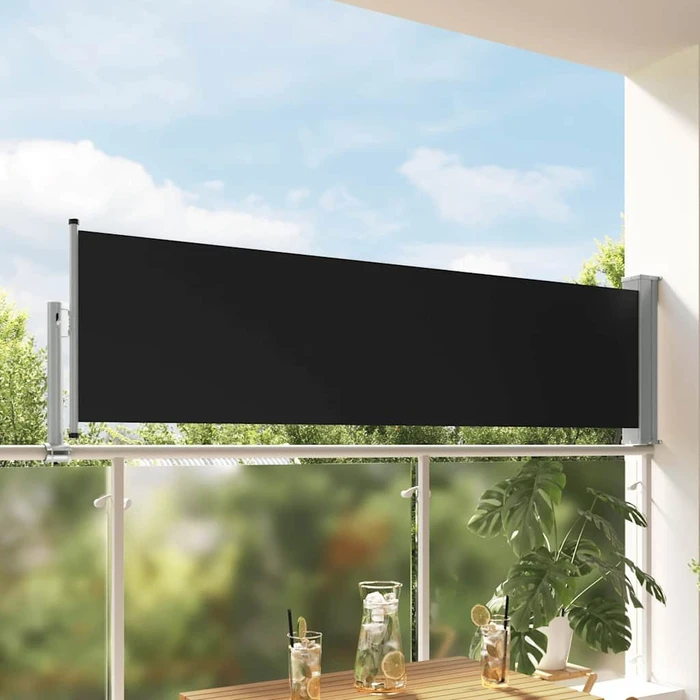 vidaXL Ausziehbare Seitenmarkise 300x80cm schwarz