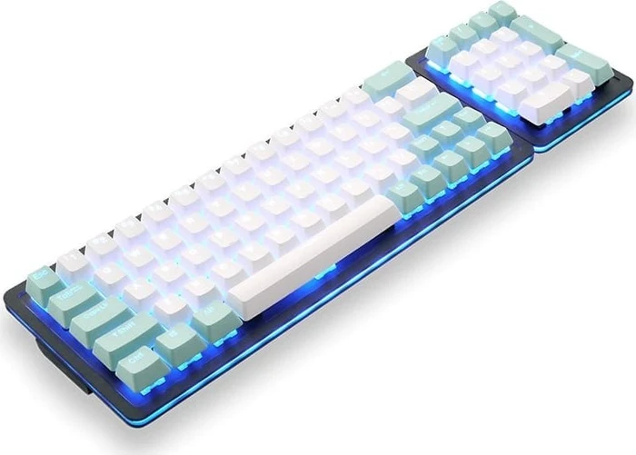 Mountain Mineral Keycap Set, Kunststoff (PBT) Double-Shot, weiß/türkis, 113 Tasten (104+9), ANSI-US