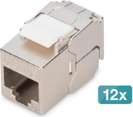 Digitus CAT 6A Kompakt-Keystone Modul, geschirmt, werkzeugfreier Montageanschluss, 12 Stk.