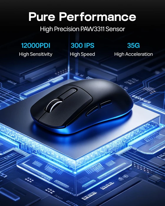 Epomaker Nex Lite Wireless Gaming Mouse mit Ladestation, schwarz, USB/Bluetooth