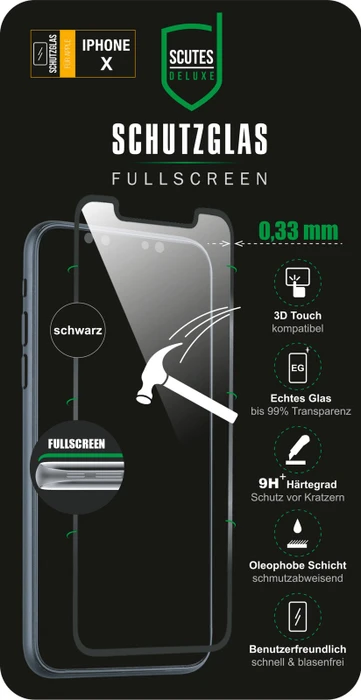 Scutes Deluxe Displayschutzglas Full Screen für Apple iPhone X/XS