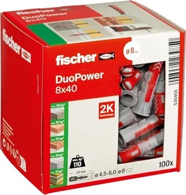 fischer DuoPower 10x80 S Schrauben/Dübel-Sortiment, 10 Stück