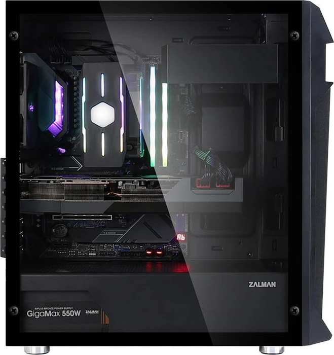 Zalman Z1 Plus, schwarz, Glasfenster