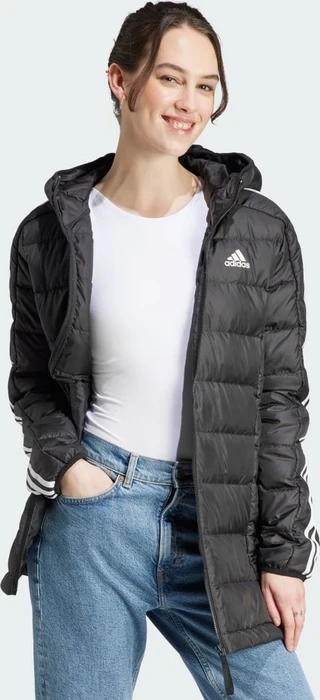 adidas Essentials 3-Streifen Light Hooded Mantel schwarz (Damen)