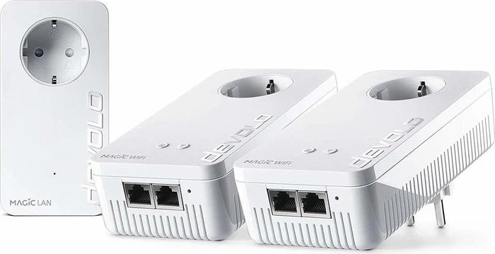devolo Magic 1 WiFi Multiroom Kit, FR-Region/Typ E, 2x Powerline/WLAN-Access Point und Powerline-Adapter Set, 3er-Bundle