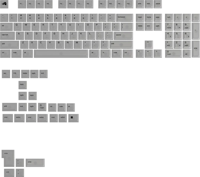 Glorious Polychroma V2 RGB Keycaps, weiß, 131 Tasten, ANSI-US
