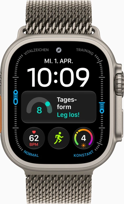 Apple Watch Ultra 4 natur mit Milanaise-Armband Small natur