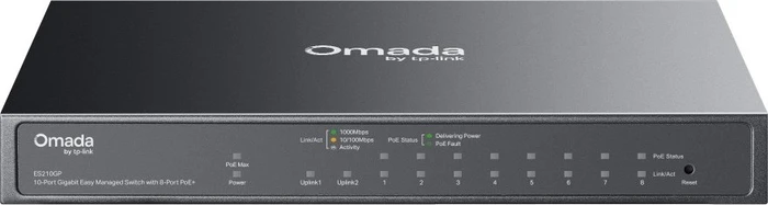 TP-Link Omada ES210 Desktop Gigabit Managed Switch, 9x RJ-45, 1x RJ-45/SFP, 63W PoE+