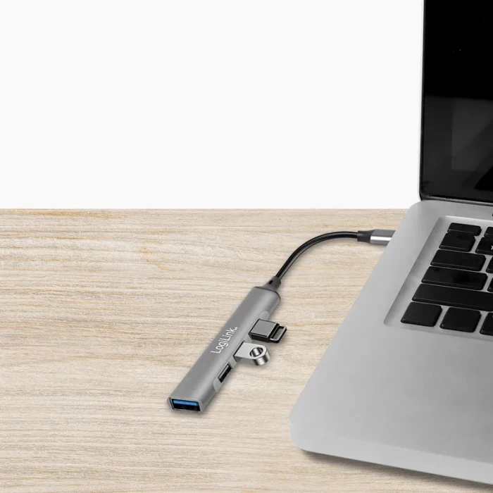 LogiLink 4-Port Slim-Hub, 1x USB-A 3.0/3x USB-A 2.0, USB-A 3.0 [Stecker]