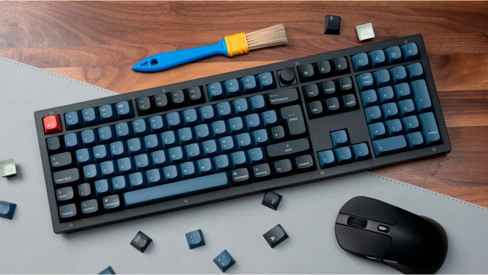 Keychron V6 Knob Version, OSA Profil, LEDs RGB, hot-swap, Frosted Black, Keychron K Pro RED, USB & USB-A, DE