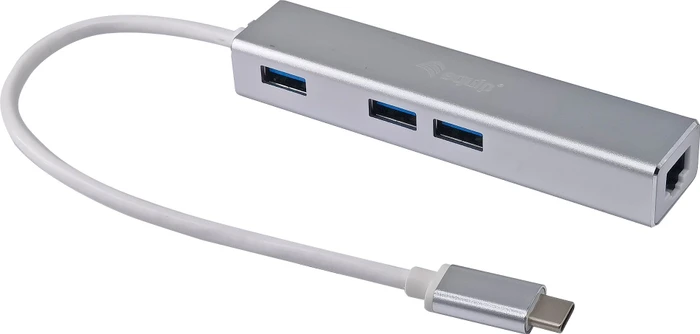 Equip 3-Port-USB-Hub mit Gigabit Adapter, USB-C 3.0 [Stecker]