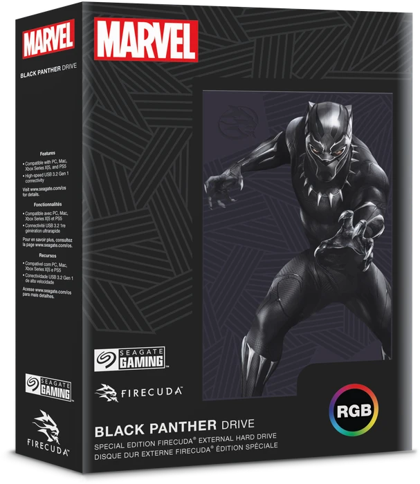 Seagate FireCuda Gaming HDD - Black Panther Special Edition, 2TB, +Rescue, USB 3.0 Micro-B