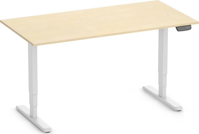 Ergolutions Primus elektrisch höhenverstellbarer Sitz-Steh-Schreibtisch 160x80cm Birke/weiß