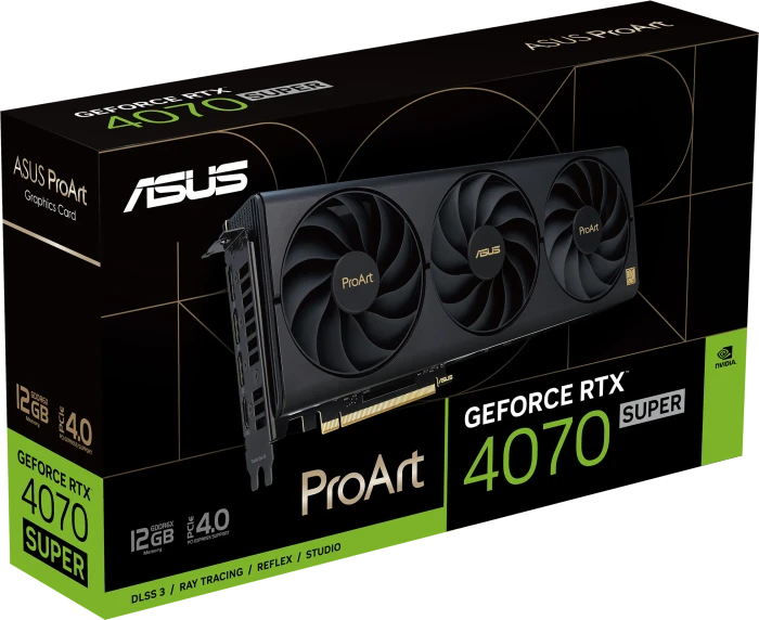 ASUS ProArt GeForce RTX 4070 SUPER, PROART-RTX4070S-12G, 12GB GDDR6X, HDMI, 3x DP