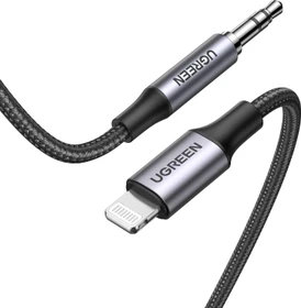 Ugreen Audiokabel 8-Pin Lightning Stecker zu Klinkenstecker 3.5mm 1m schwarz/grau