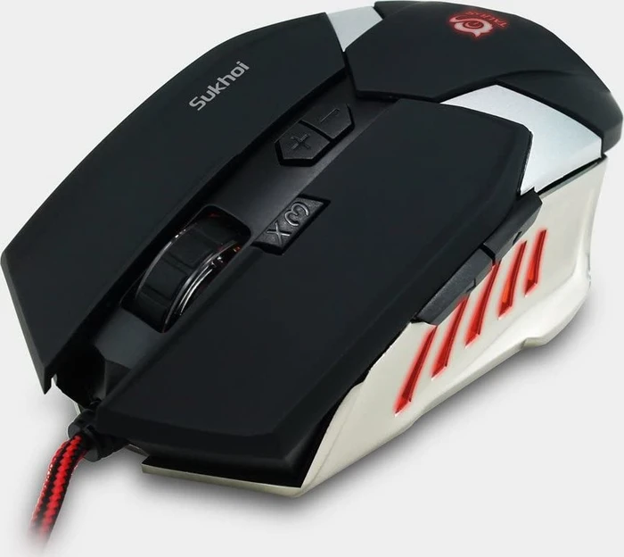 Talius Sukhoi Gaming Mouse schwarz/weiß/silber, USB