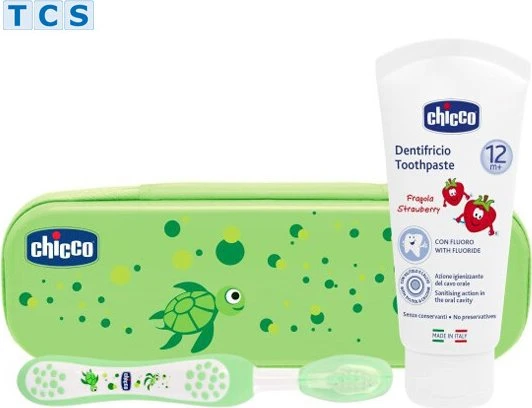 Chicco Kinder 12 Monate+ Zahnbürstenset Always Smiling green