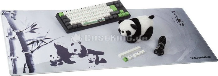 Ducky Miya Pro Panda Edition PBT, schwarz, Tasten weiß/grün, LEDs weiß, MX SPEED Silver, USB, DE