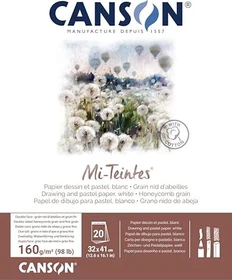 Canson Mi-Teintes Zeichenpapier, 320x410mm, glatt, weiß, 20 Blatt