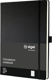 Sigel Conceptum Notizbuch, A4+, glatt, Kunststoff-Cover, schwarz, 194 Blatt