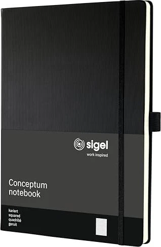Sigel Conceptum Notizbuch, A4+, glatt, Kunststoff-Cover, schwarz, 194 Blatt