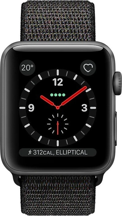 Apple Watch Series 3 (GPS + Cellular) Aluminium 38mm grau mit Sport Loop schwarz