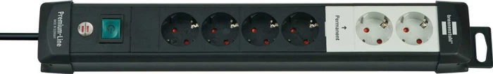Brennenstuhl Premium-Line Comfort mit Schalter, 6-fach, 3m, schwarz/grau