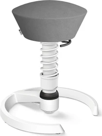 Aeris Swopper New Edition Bürohocker mit Gleitern, Feder Standard, Gestell Alu weiß, Bezug Mikrofaser Comfort grau