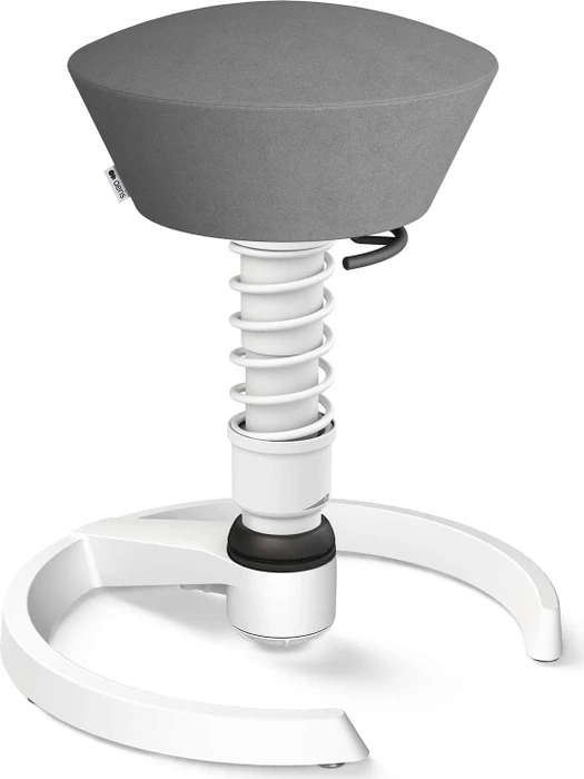 Aeris Swopper New Edition Bürohocker mit Gleitern, Feder Standard, Gestell Alu weiß, Bezug Mikrofaser Comfort grau
