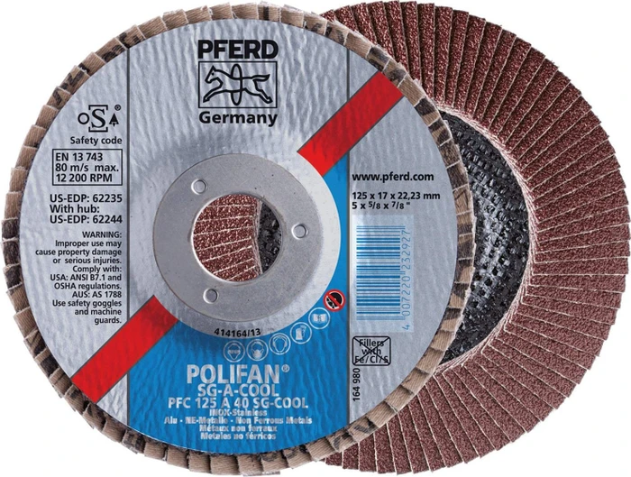 Pferd PFF 115 A-COOL 60 SG INOX+ALU POLIFAN Fächerschleifscheibe K60, 115x22.23mm, 10 Stück