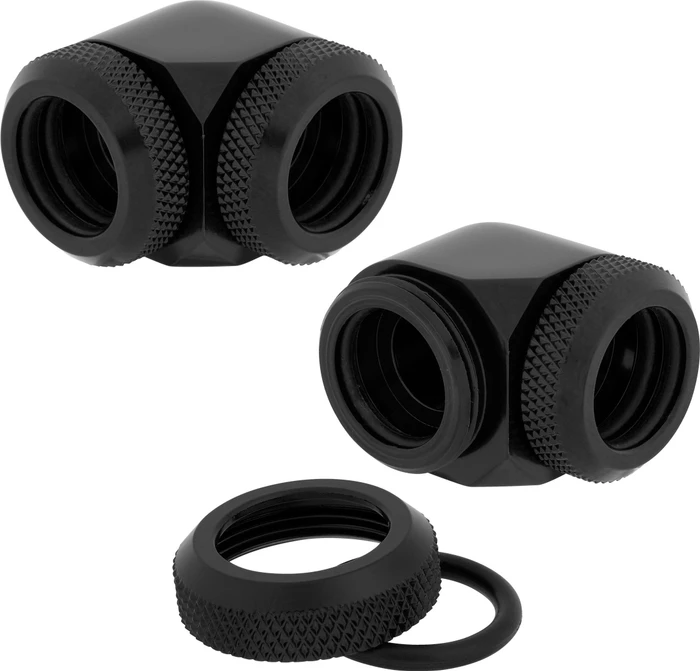 Corsair Hydro X Series XF Hardline, OD Fitting 90° 14mm, schwarz, 2er-Pack