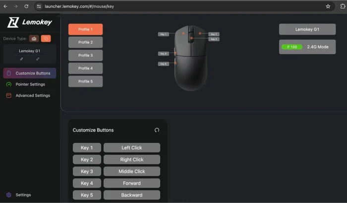 Keychron Lemokey G1 8K Wireless Mouse weiß, USB/Bluetooth