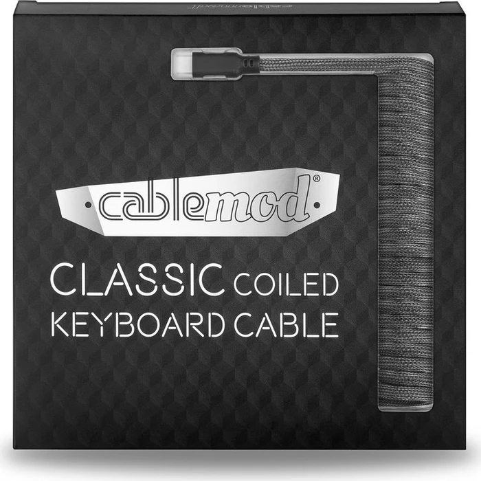 CableMod Classic Coiled Keyboard Cable USB Micro-B auf USB-A, Tastaturkabel (Spiral-Textilkabel), 1.5m, Carbon Grey