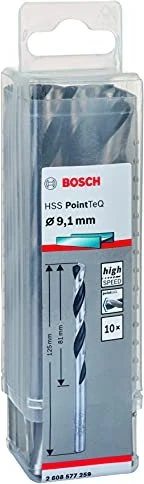 Bosch Professional HSS PointTeQ Spiralbohrer, 9.1x81x125mm, 10 Stück