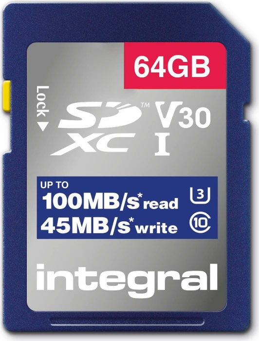 Integral High Speed R100/W45 64GB, UHS-I U3, Class 10