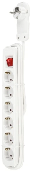 REV Ritter Steckdosenleiste mit REV-Flachstecker, Schalter, 6-fach, 2m, weiß