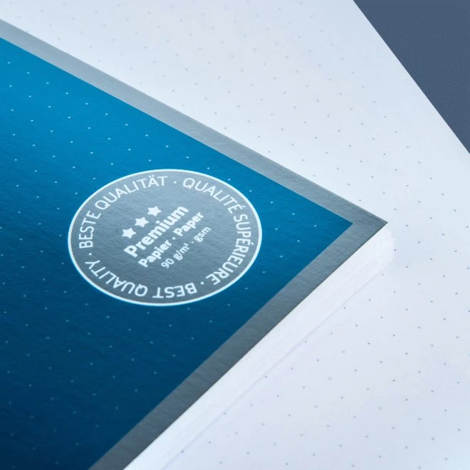 Brunnen Student Premium Collegeblock, A4, punktiert, cyan metallic, 80 Blatt