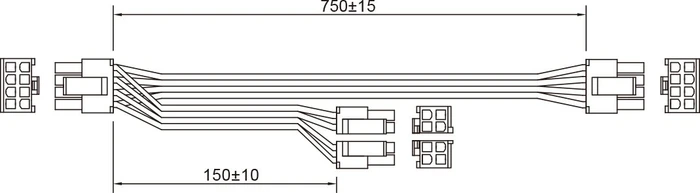 SilverStone PP13, 8-Pin EPS Stecker auf 8-Pin EPS Stecker und 4/8-Pin ATX12V Stecker, Adapterkabel, schwarz, 750mm