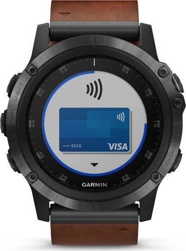 Garmin Fenix 5X Plus Sapphire grau mit Lederarmband