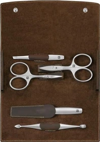 Zwilling Druckknopf-Etui Maniküre/Pediküre-Set braun