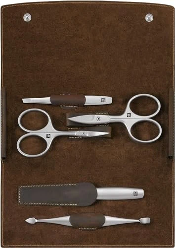 Zwilling Druckknopf-Etui Maniküre/Pediküre-Set braun