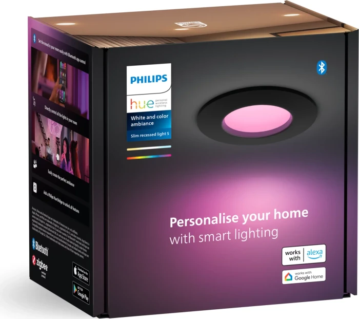 Philips Hue White and Color Ambiance Slim Einbauleuchte 90mm schwarz