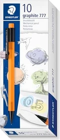 Staedtler graphite 777 Druckbleistift B 0.5mm graphit, orange, Radierer, 10er-Pack