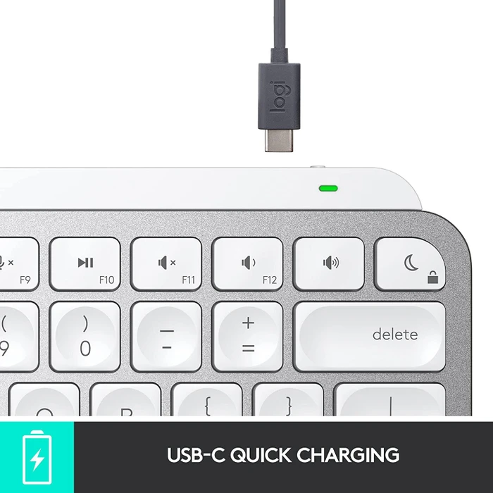 Logitech MX Keys Mini for Mac, LEDs weiß, Logi Bolt, Pale Gray, weiß/grau, USB/Bluetooth, DE